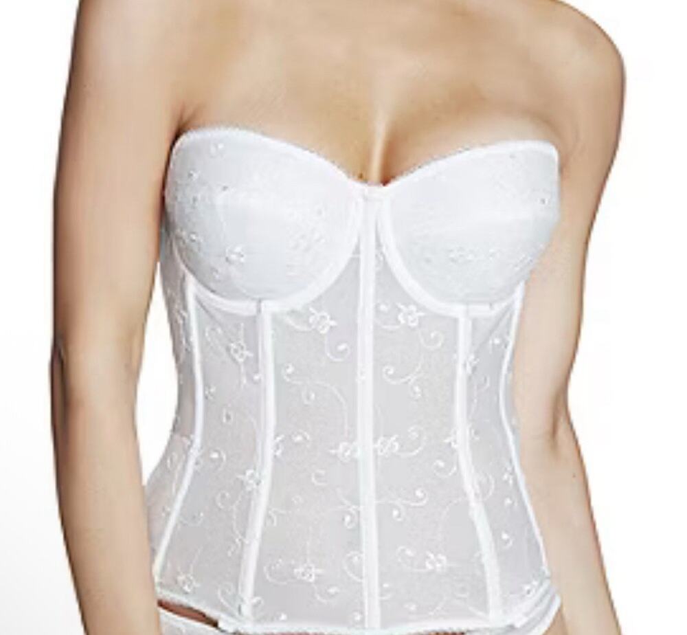 NEW Dominique Lace Corset Bra Sz 40D Coquette Festival Fairy Lace Trim Longline